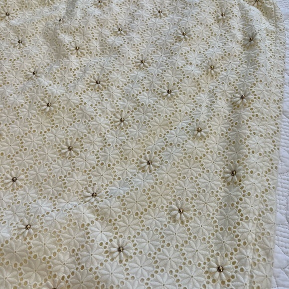 Talbots Cream Gold Lace Skirt With Flowers Size 10‎ NWT - Picture 6 of 12